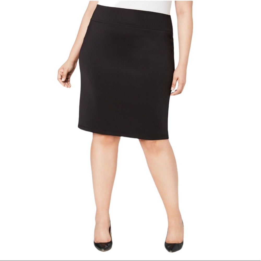 INC International Concepts Black Scuba Pencil Skirt